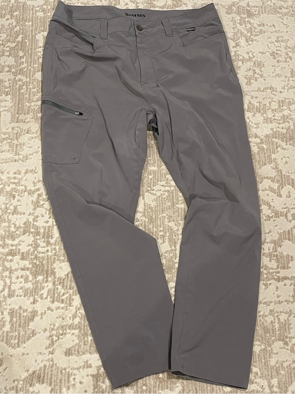 Simms Men's Gray Performance Challenger Pants, size 38x31